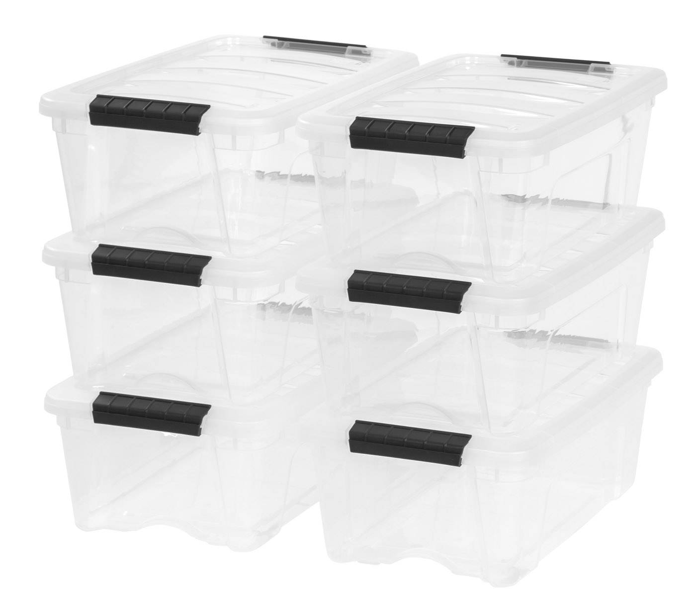 IRIS 12 Quart Stack & Pull&trade; Box, 6 Pack, Clear