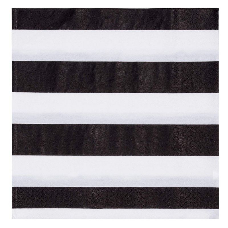 Blue Panda 150-Pack Disposable Paper Napkin 6.5" Kids Birthday Party Supplies Black White Striped