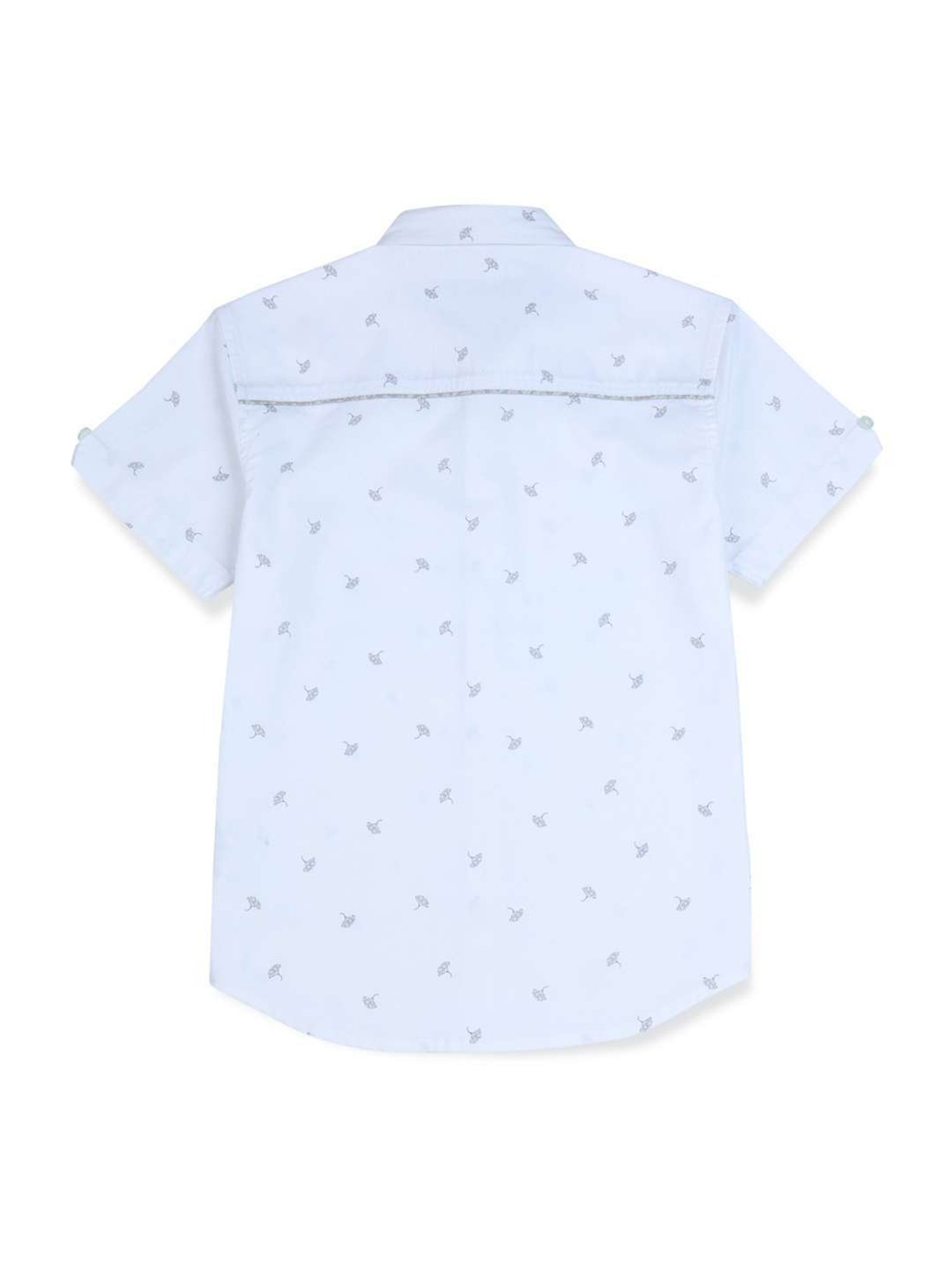 Gini & Jony Boys White Cotton Printed Shirt