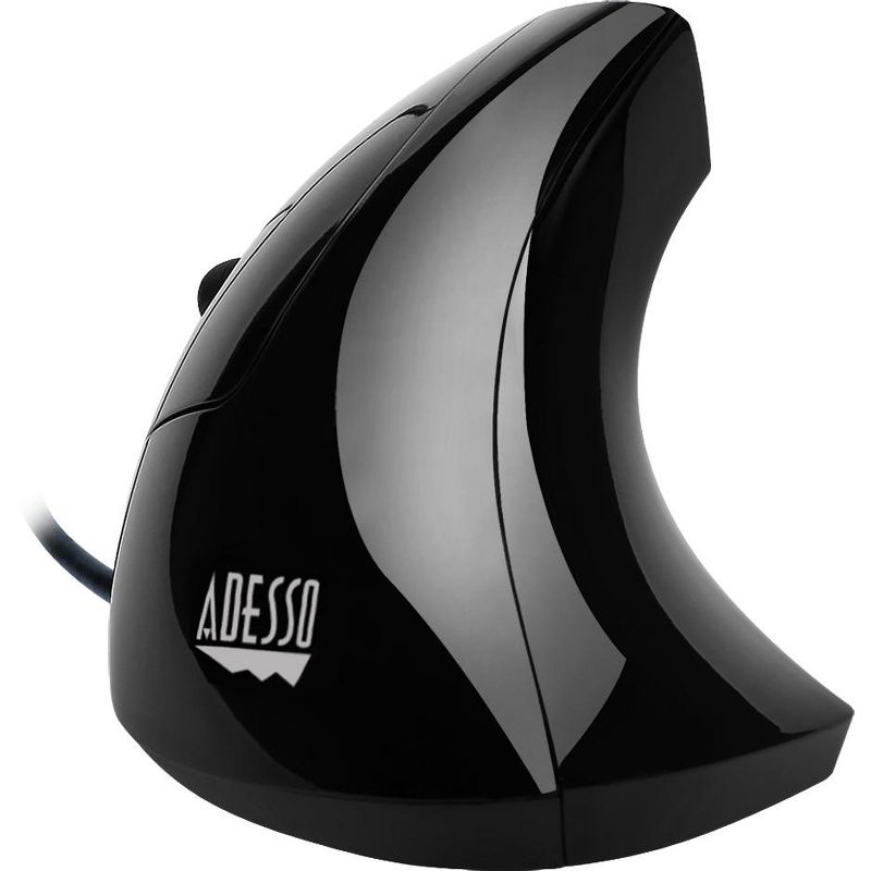 Adesso iMouse E9- Left-Handed Vertical Ergonomic Mouse - Optical - Cable - Black - USB - 2400 dpi - Scroll Wheel - 6 Button(s) - Left-handed Only