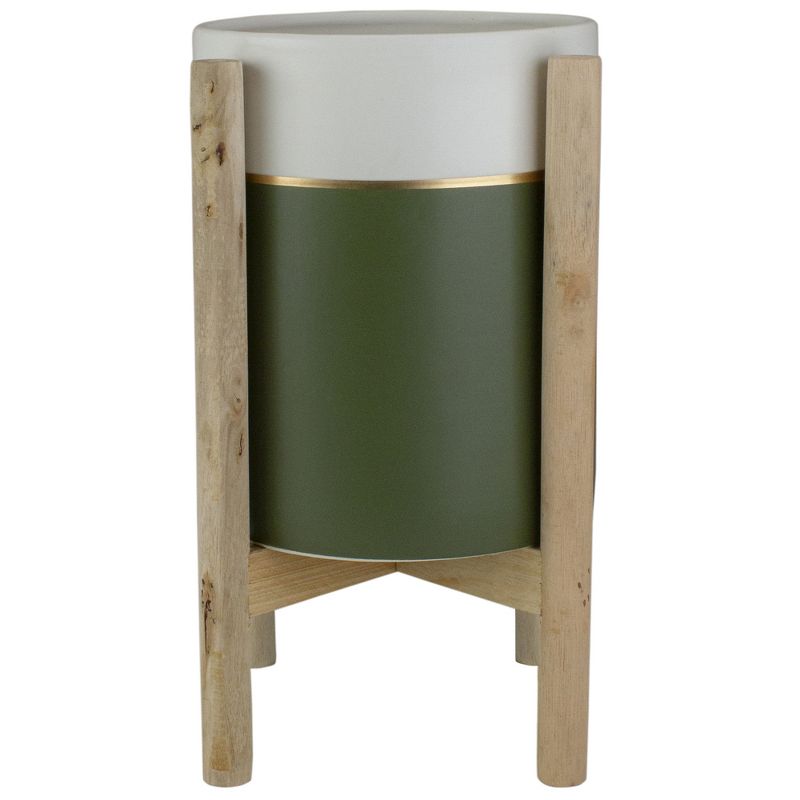 Raz Imports 11" White and Green Footed Ceramic Planter