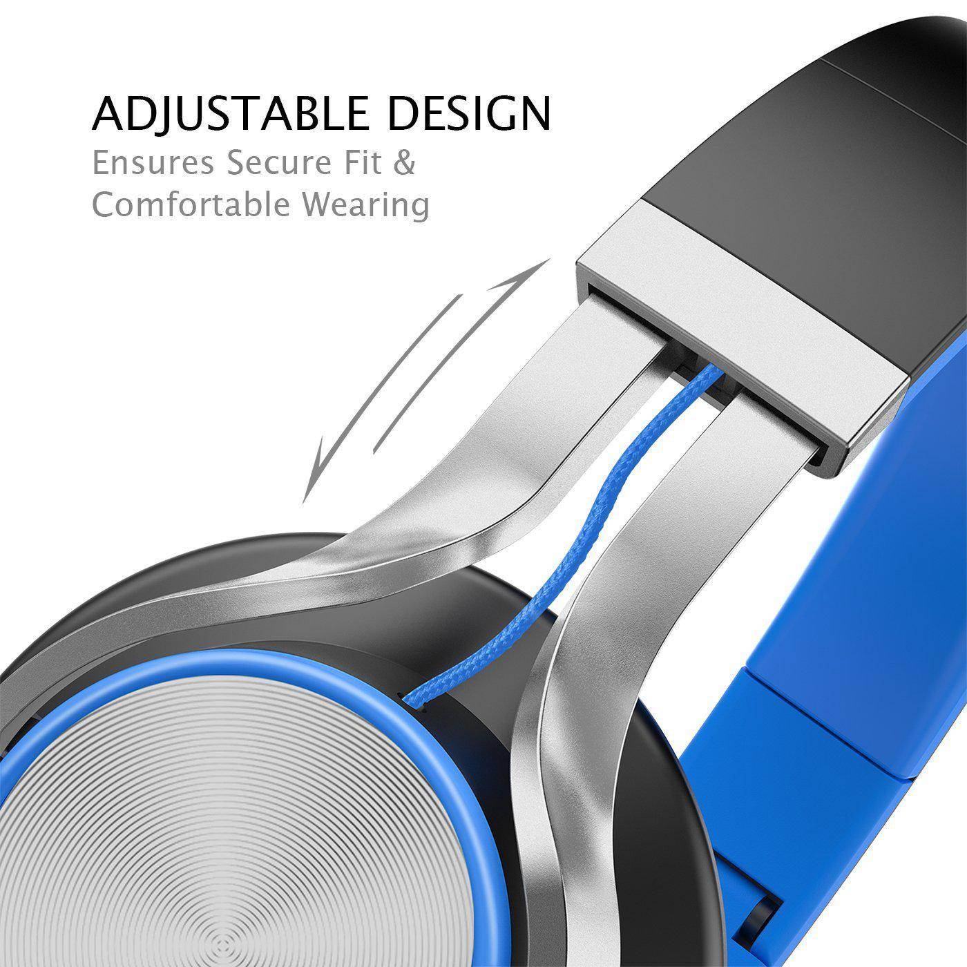 AILIHEN C8 Headphones with Microphone and Volume Control for Smartphone _Black_Blue_