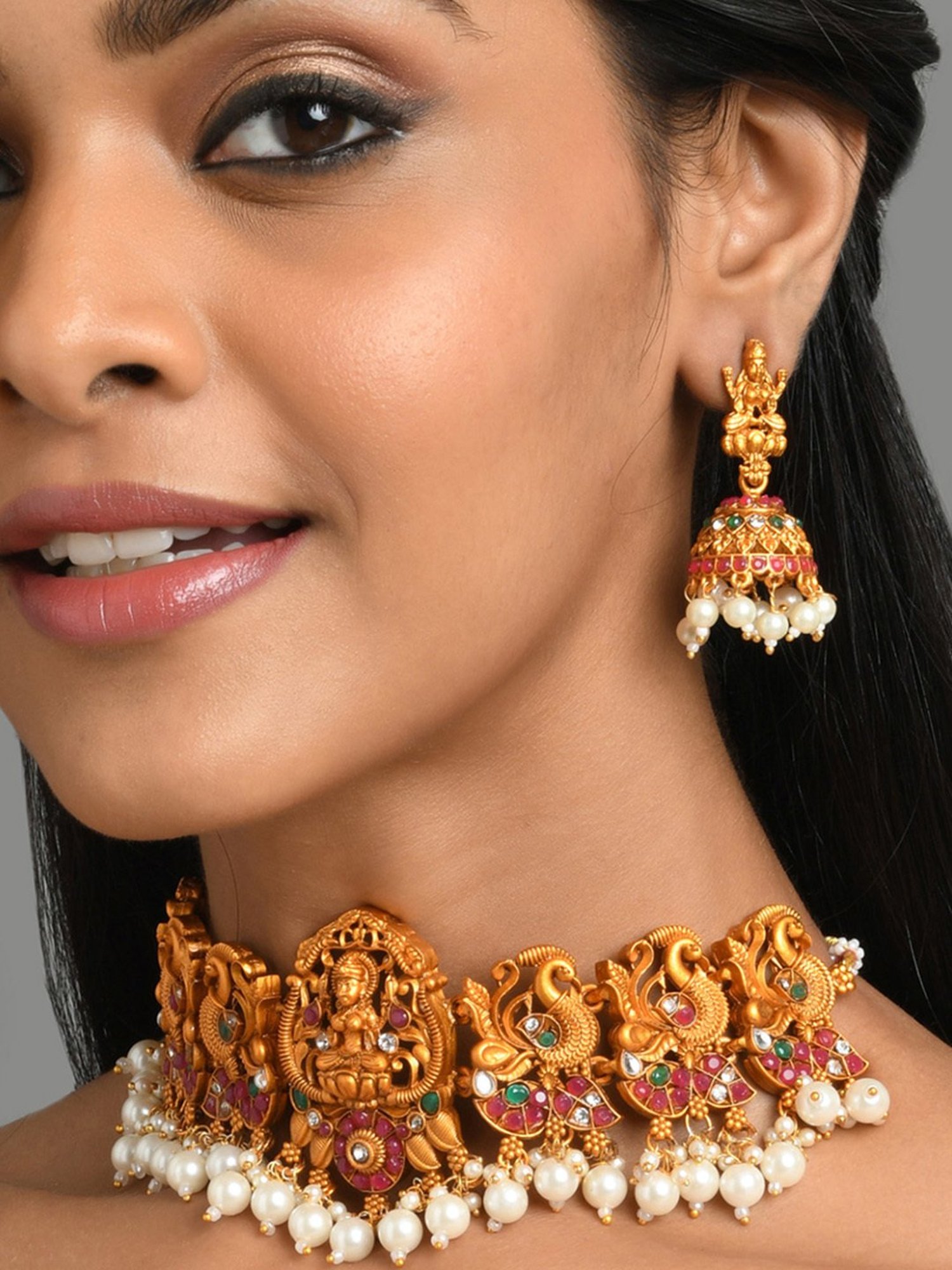 Fida Ethnic South Indian Antique Multicolor Jewellery Set