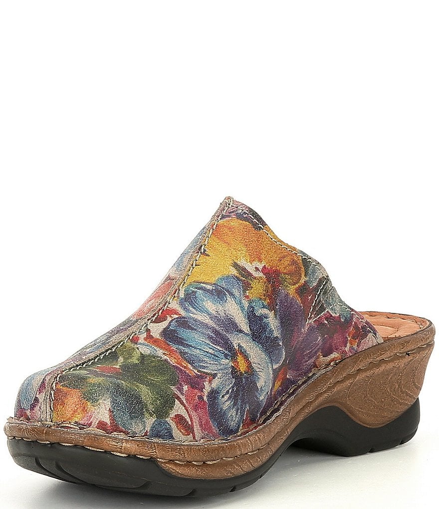 Josef Seibel Cat 51 Floral Print Leather Clogs