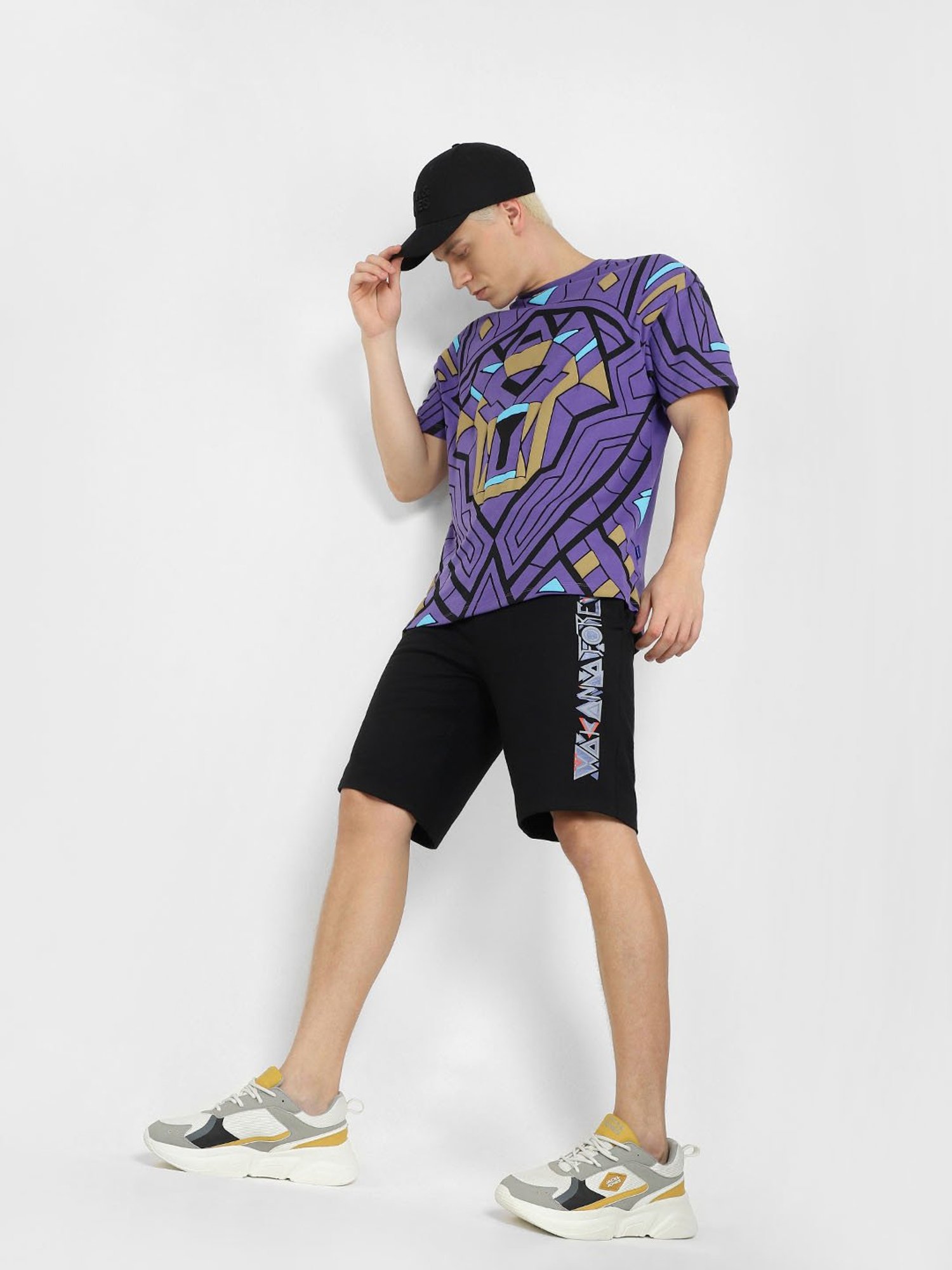 Jack & Jones Black Regular Fit Printed Shorts