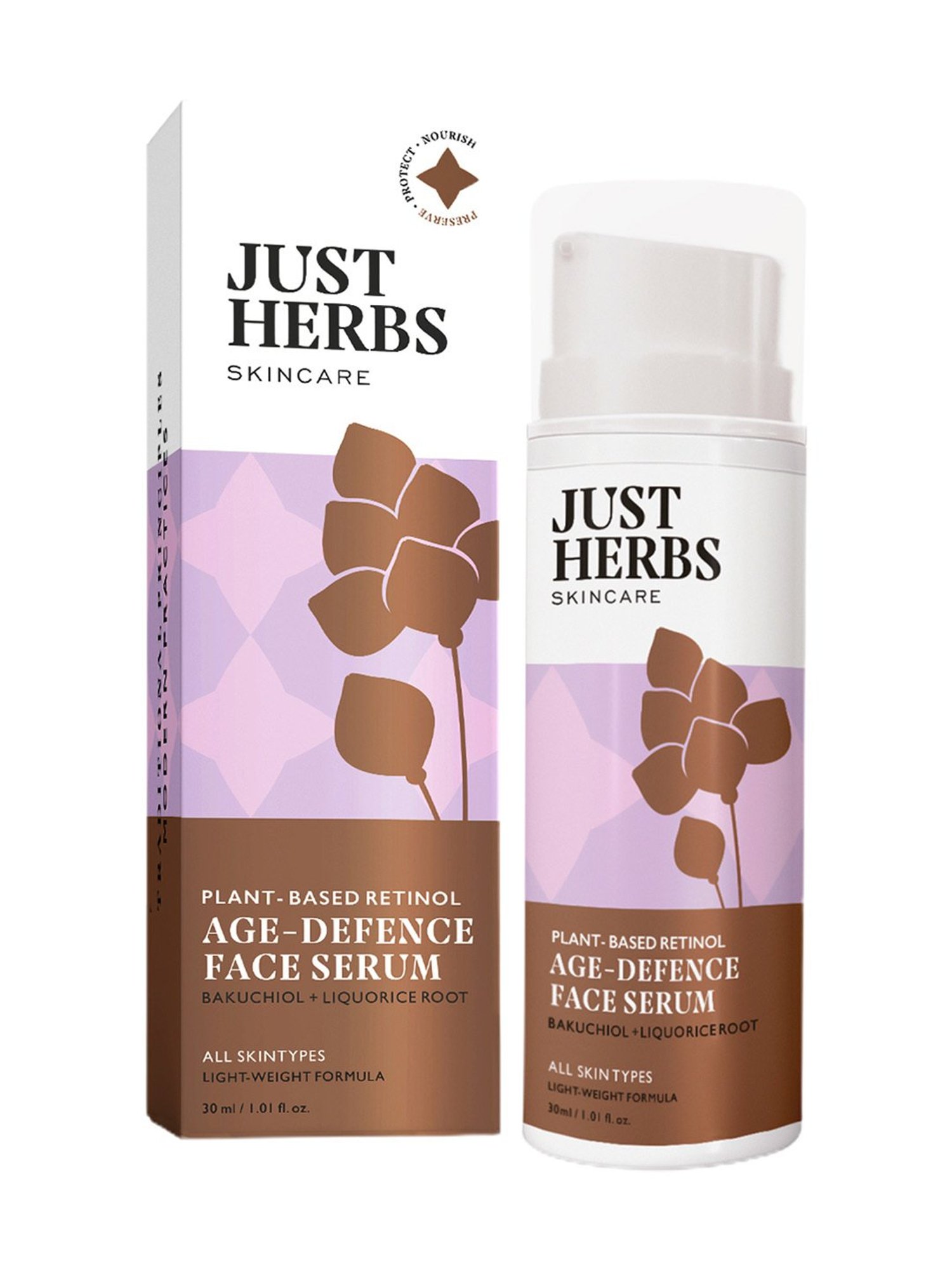 JUST HERBS Plant-Based Retinol Age-Defence Face Serum - 30 ml