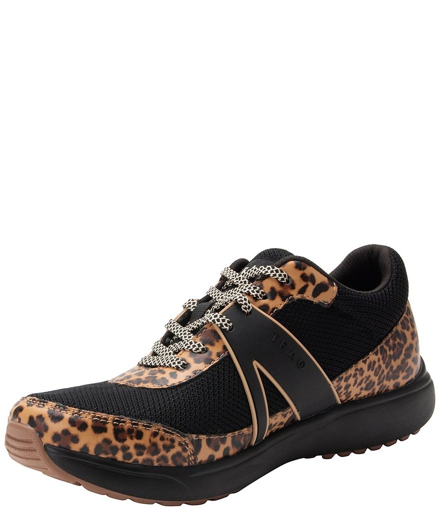 Traq by Alegria Qarma 2 Fierce Leopard Print Mesh Smart Chip Pedometer Sneakers