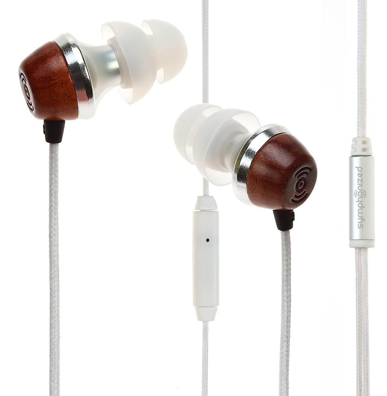 Symphonized ALN Premium Genuine Wood In-ear Noise-isolating Headphones|Earbuds|Earphones with Mic (White)