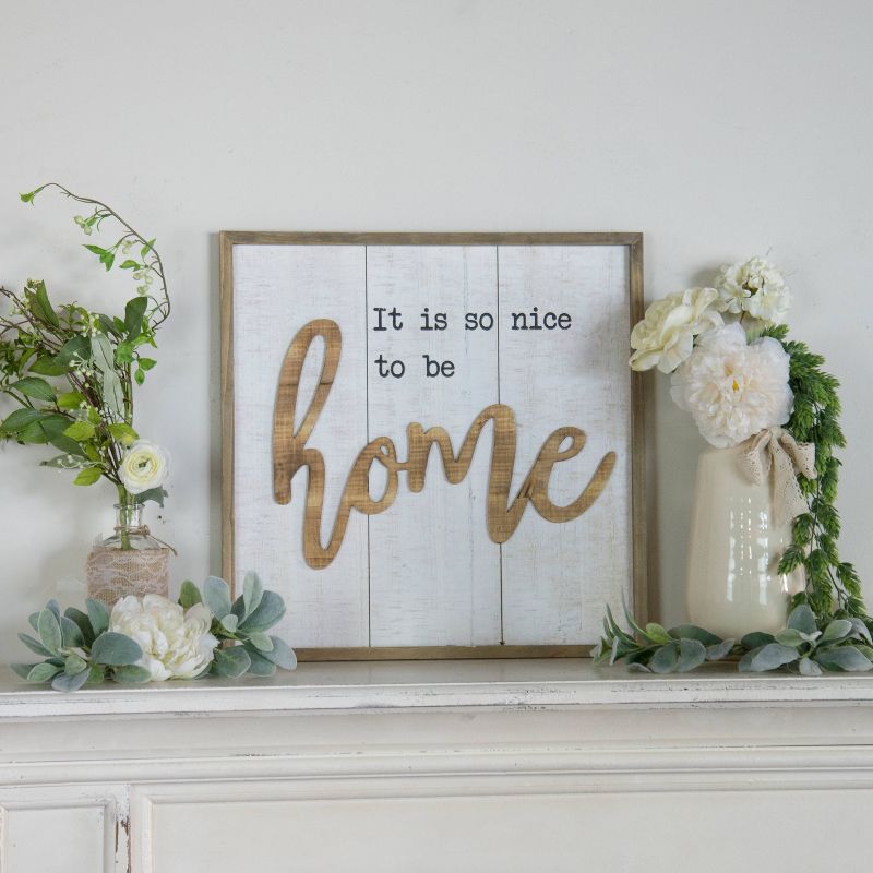 Wood "Home" Wall Sign Panels White 20.1" x 20.1" - VIP Home & Garden