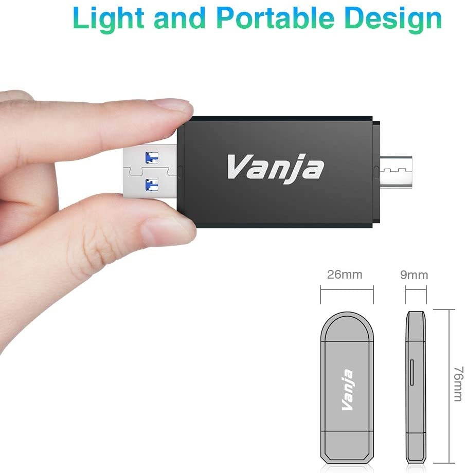 Vanja USB Type C SD Card Reader USB 3.0 Micro SD Card Reader OTG Adapter for TF SD Micro SD SDXC SDHC MMC RS-MMC Micro SDXC Micro SDHC UHS-I for Mac Windows Linux PC Laptop