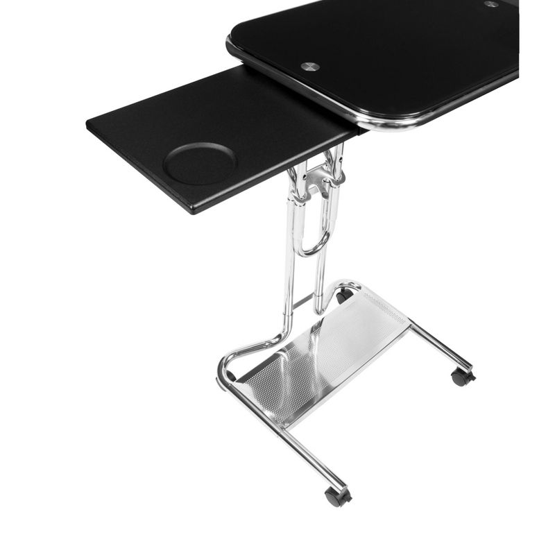 Laptop Cart with Extending Side Shelf - Chrome / Black