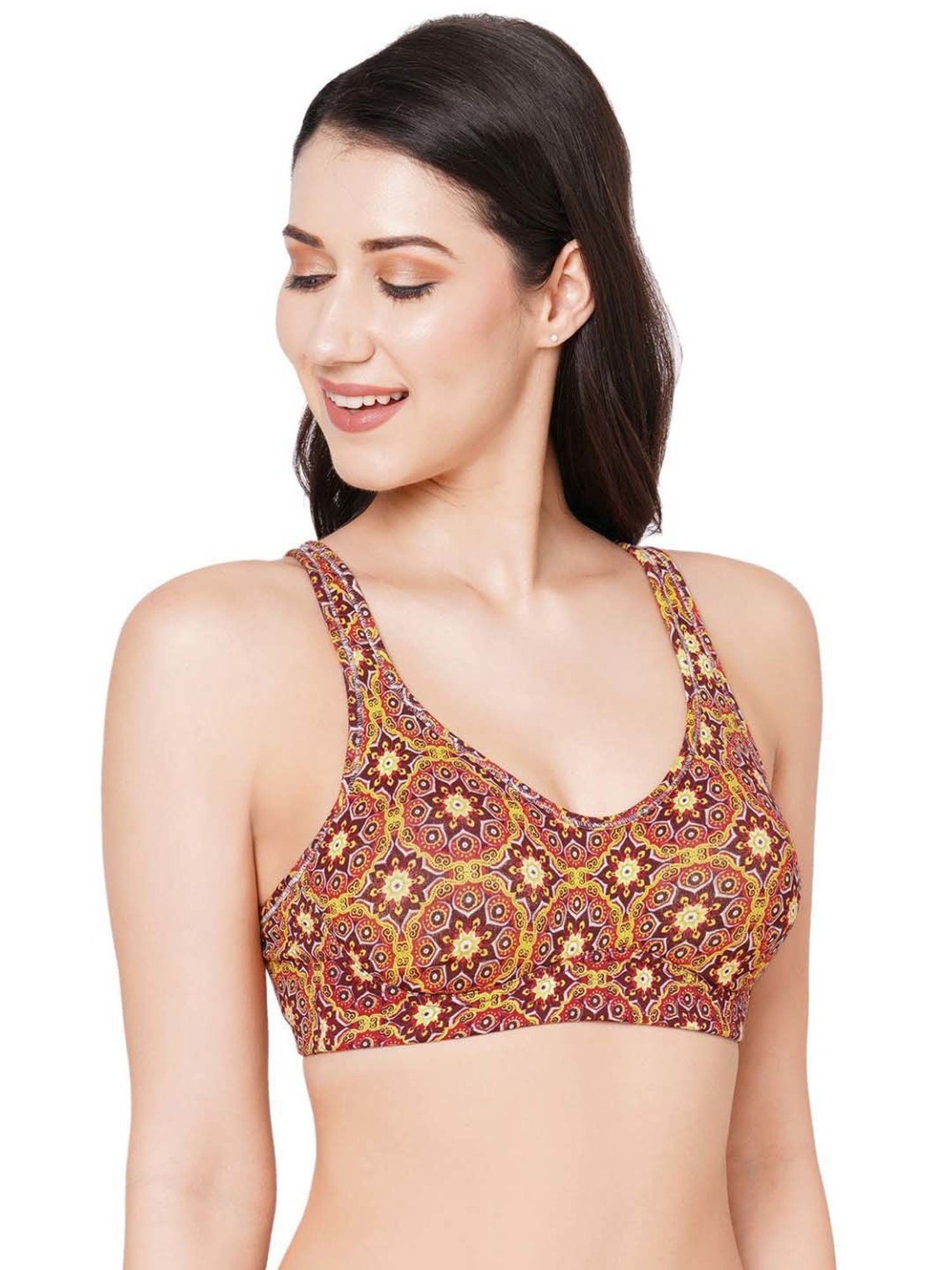 Inner Sense Red Printed Cotton Full Coverage Bra