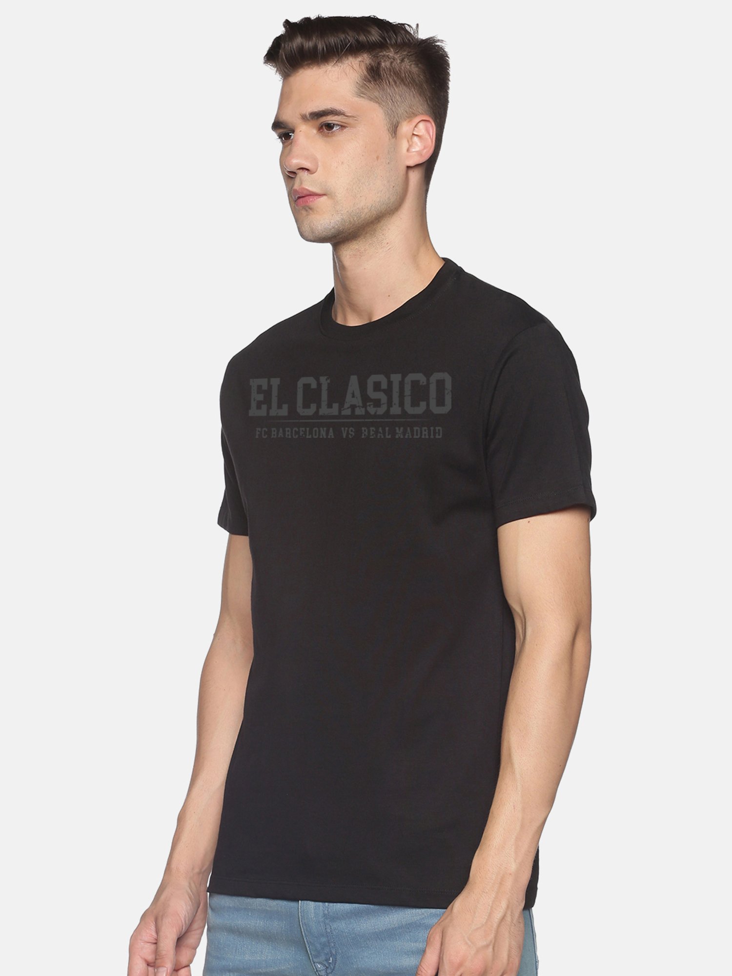 BLACK RADIO Black Slim Fit Printed Crew T-Shirt