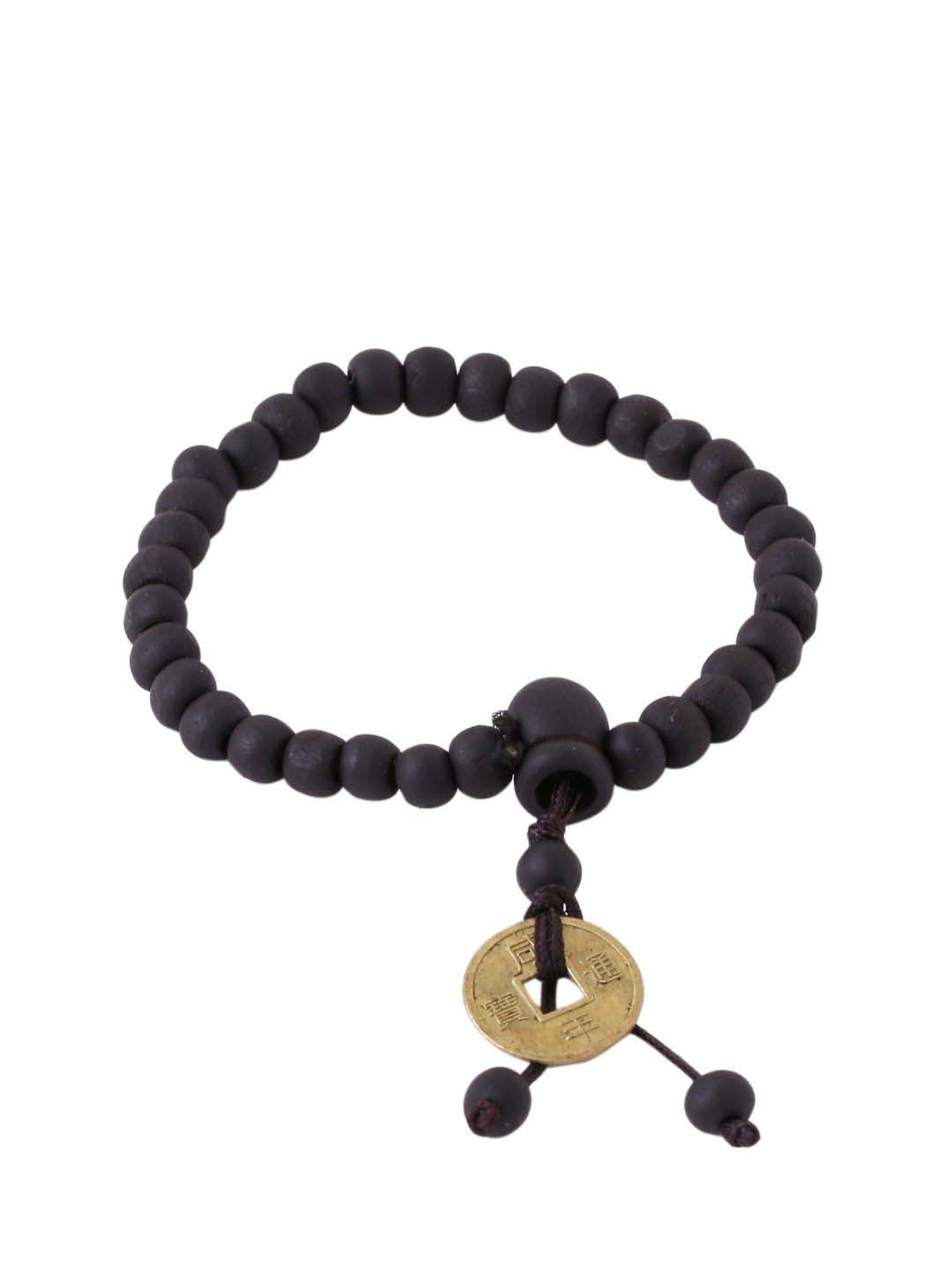 NVR Black Beaded Adjustable Bracelet for Men