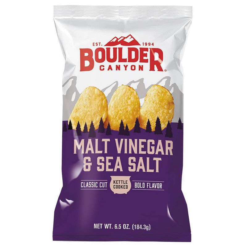 Boulder Canyon Malt Vinegar & Sea Salt Kettle Cooked Potato Chips - 6.5oz