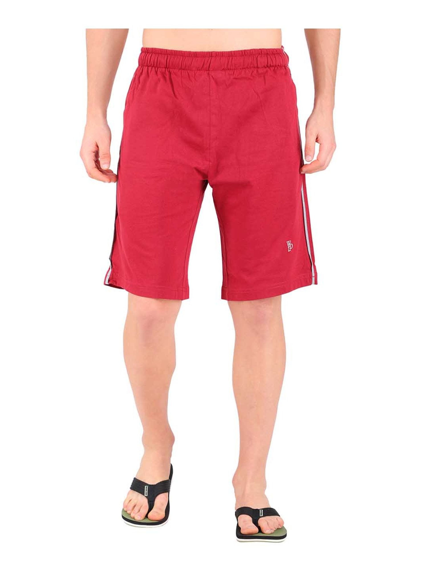 Woodland Red Regular Fit Cotton Shorts