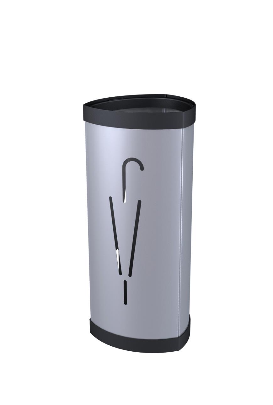 Triangular Umbrella Stand, 10 1/4w x 10 1/4d x 23 2/3h, Silver/Black