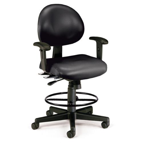 OFM 24 Hour Ergonomic Task Chair with Arms and Drafting Kit, Anti-Microbial/Anti-Bacterial Vinyl, in Black (241-VAM-AA-66)