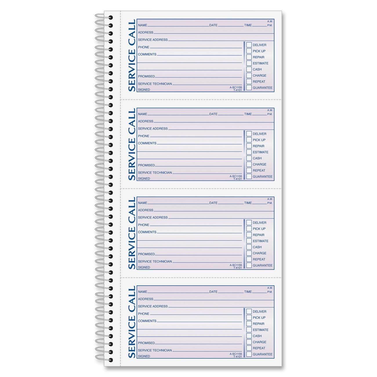 Adams Spiralbound Service Call Book