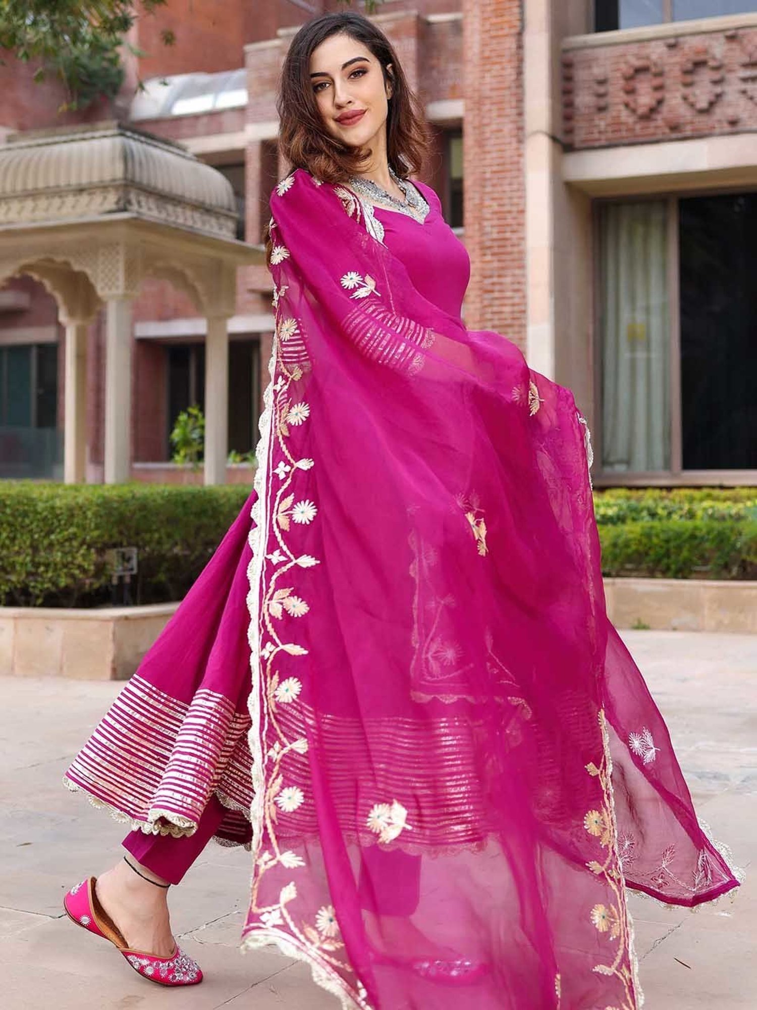 AACHHO Sparkling Purple Gotapatti Suit Set