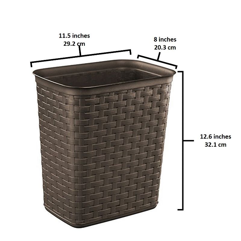 Sterilite Weave 3.4 Gallon Plastic Home/Office Wastebasket Trash Can (6 Pack)