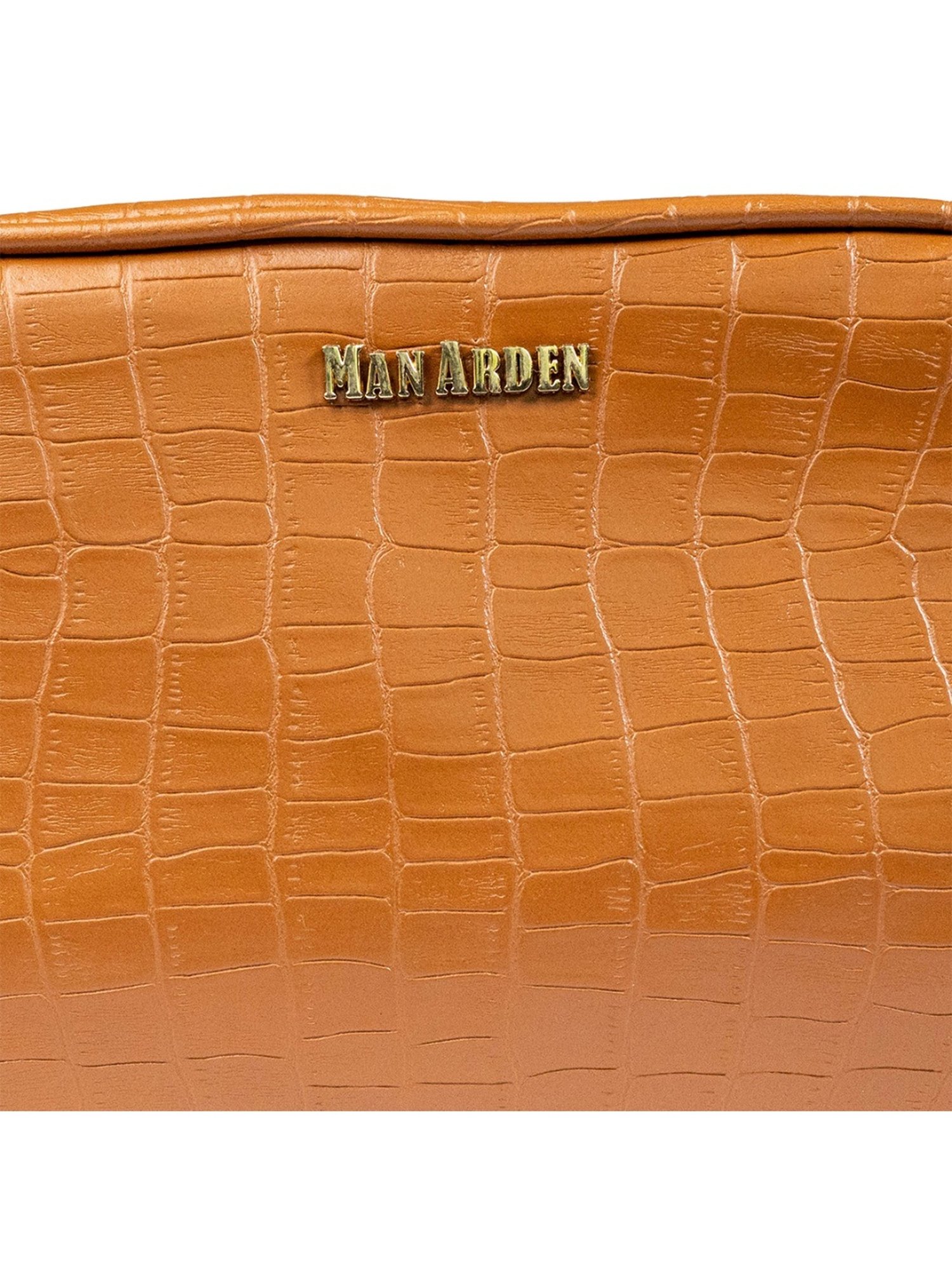 Man Arden Tan Animal Effect Medium Leather Pouch