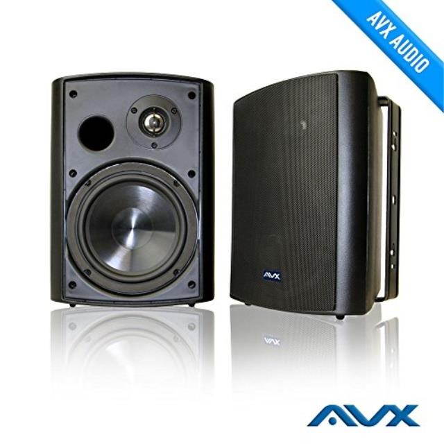 6.5" outdoor weatherproof patio speaker pair black pspb1  by avx audio