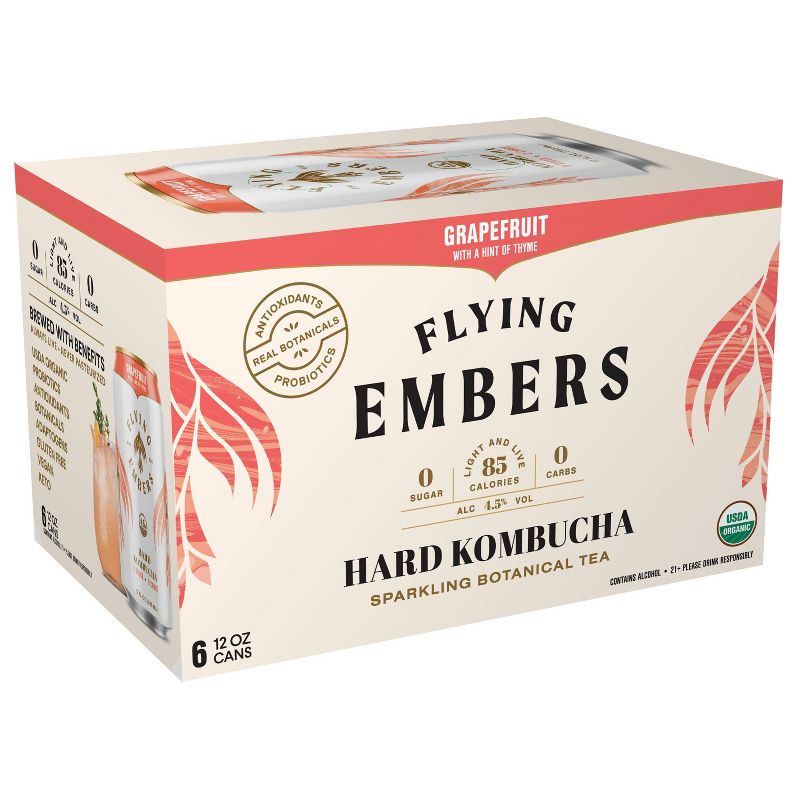 Flying Embers Grapefruit Hard Kombucha - 6pk/12 fl oz Cans