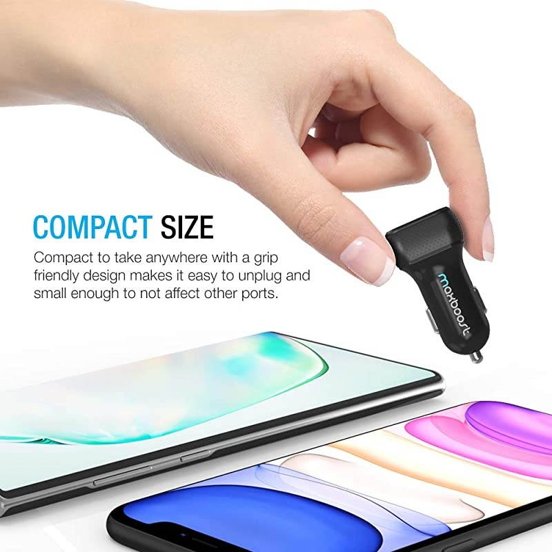 Car Charger with SmartUSB Port 48A24W Black Portable Charger for iPhone 11 Pro Max XS X 8 7 6s 6 Plus 5S SE Galaxy S10 S9 S8 Edge Note 10 9 8 LG G7 G8 HTC Nexus Pixel iPad Pro