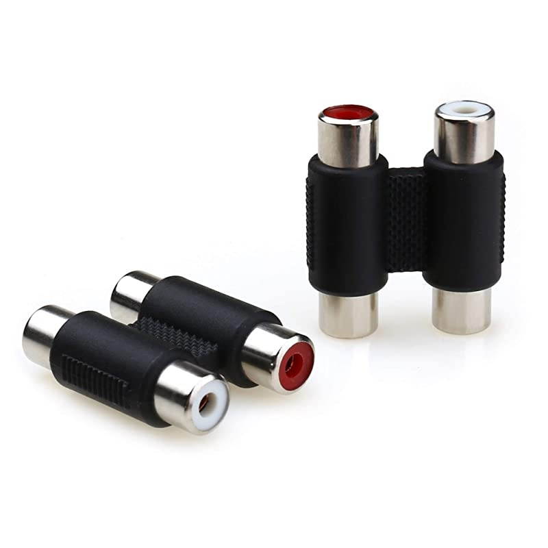 2PCS  Dual Female to Female RCA Jack Extension Cable Adapter Coupler Connector