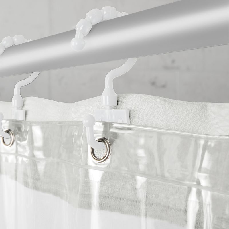 Smart Shower Curtains Hendrix View Fabric With Attached Hooks White - Zenna Home