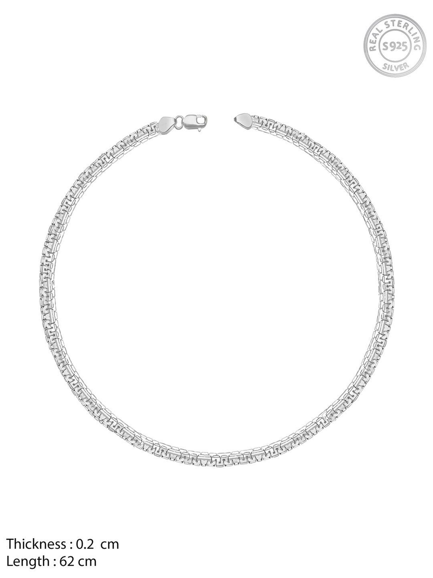 GIVA Summer Collection 92.5 Sterling Silver Link Aura Chain for For Men