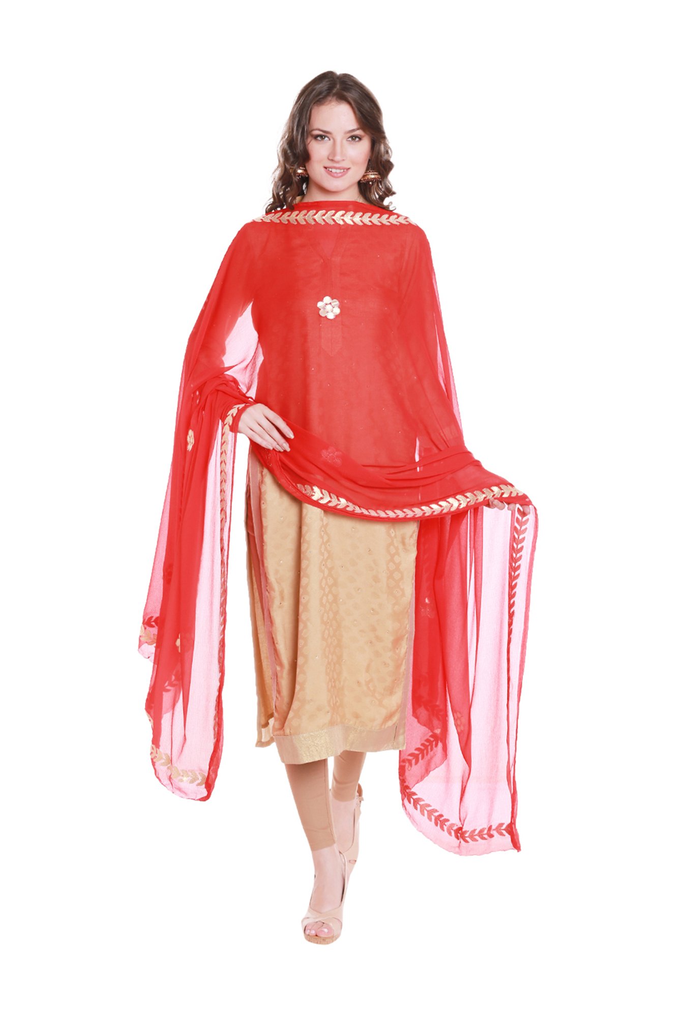 Stylum Red Plain Dupatta