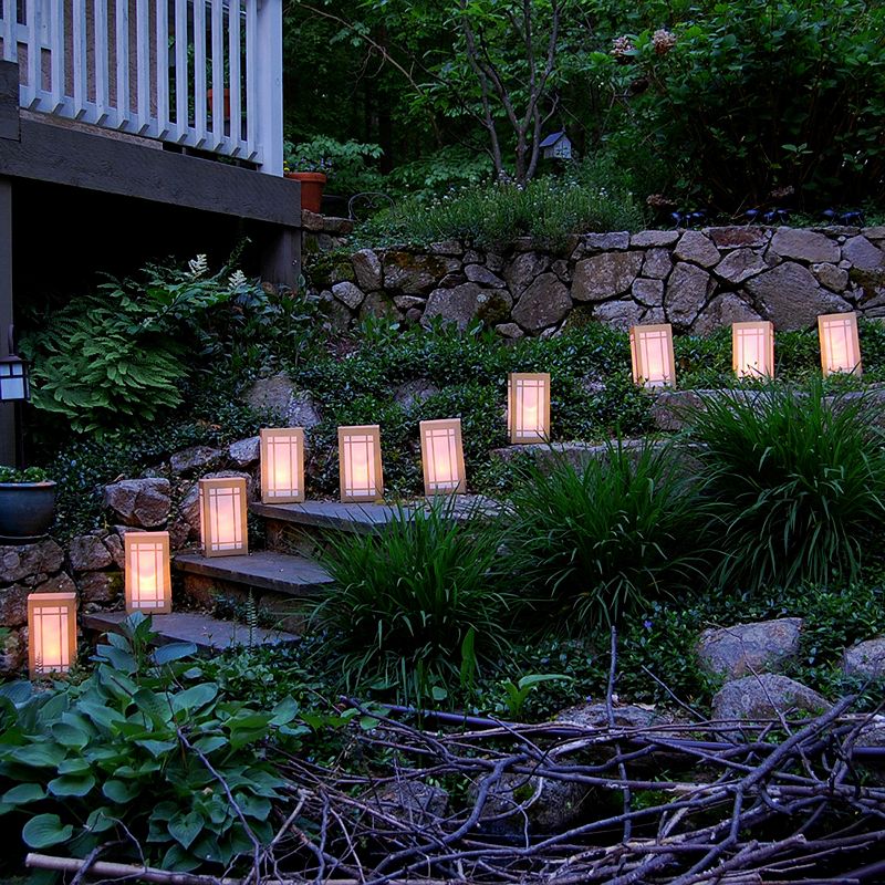 12ct Lantern Plastic Luminaria Bags Gold