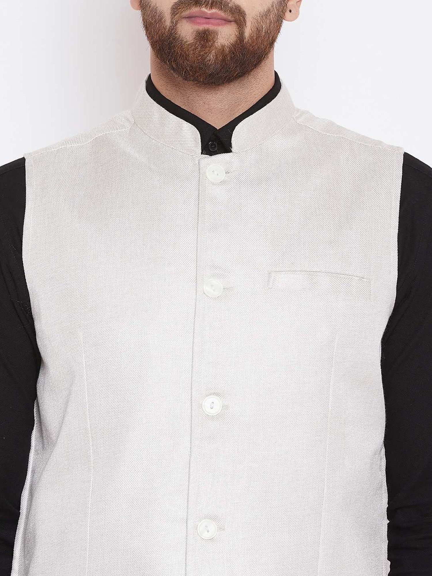 Even White Regular Fit Nehru Jacket