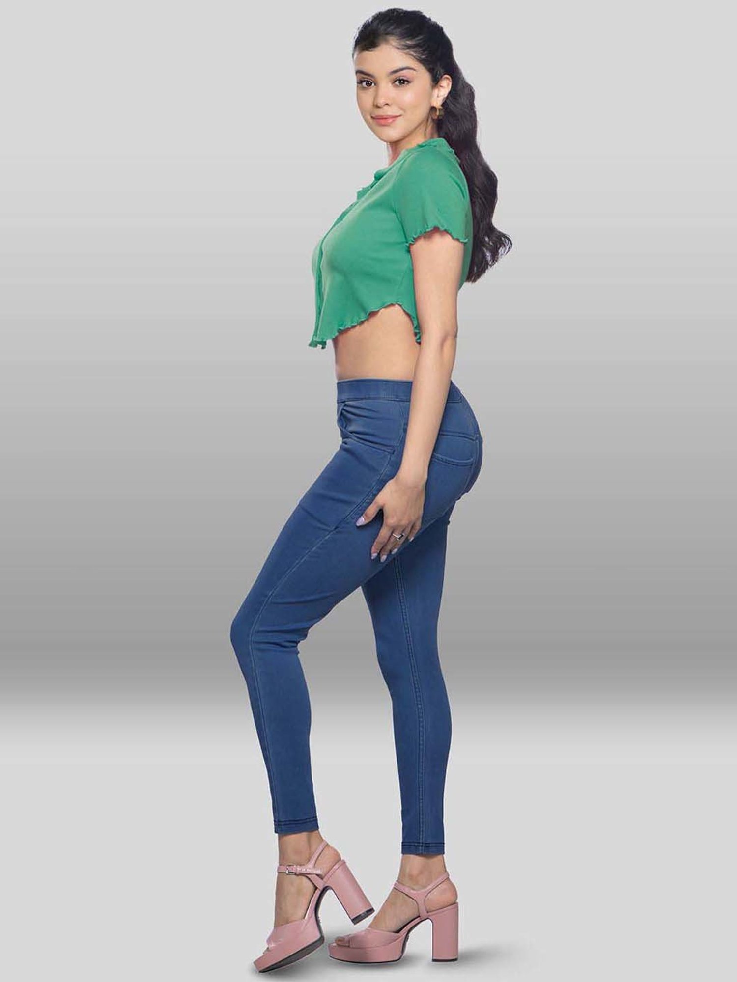 Lyra Black & Indigo Cotton Jeggings - Pack Of 2