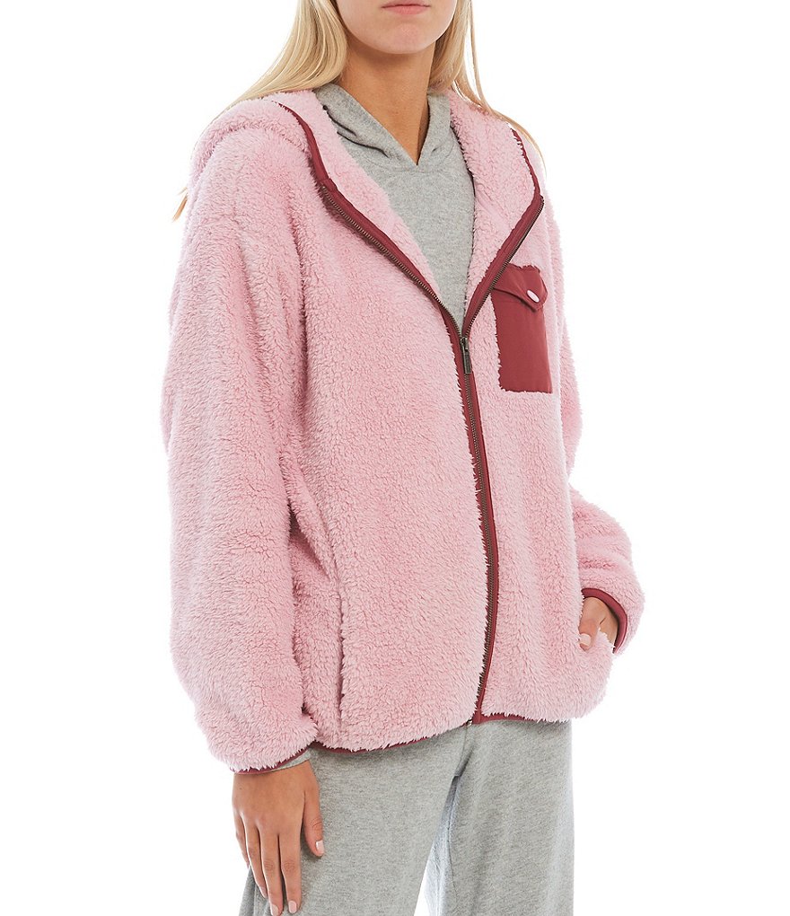 UGG Kadence Sherpa Fleece Hoodie Lounge Patch Pocket Jacket