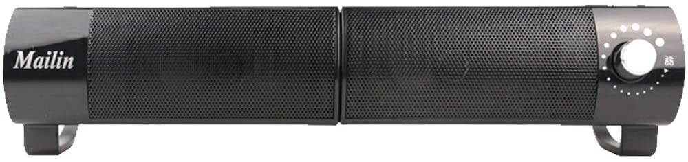 Computer Speaker, Detachable PC Speaker, Laptop Speakers, USB Power Supply 3.5mm Stereo Input, 5 Watts RMS Total Power with Volume Control (Black)
