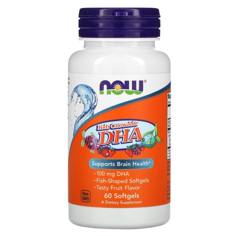 Now Foods Kid's Chewable DHA, Tasty Fruit Flavor, 60 Softgels, Omegas and Fish Oil
