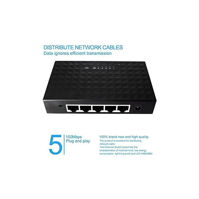 Mini 10/100Mbps 5 Ports Fast Ethernet Network Switch for Desktop PC Router &hellip; (5 Ports 10/100Mbps)