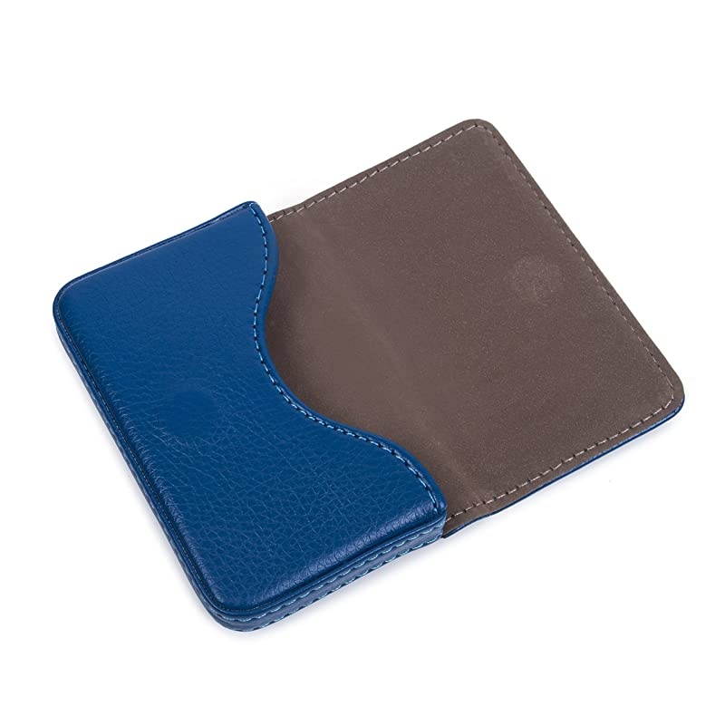 Leather Business Card Holder for Men Women  Business Name Card Case Credit Card Holder Slim Card Wallet Carrier Leather Card Pocket Card Holder with Magnetic Shut Blue