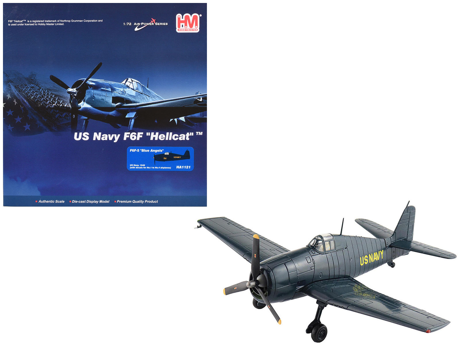 Grumman F6F-5 Hellcat Fighter Aircraft "Blue Angels #2" (1946) United States Navy "Air Power Series" 1/72 Diecast Model by Hobby Master