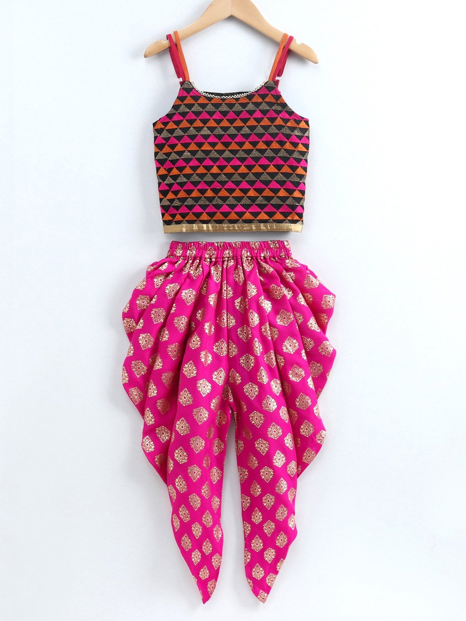 TWISHA Kids Multicolor Embroidered Top with Dhoti