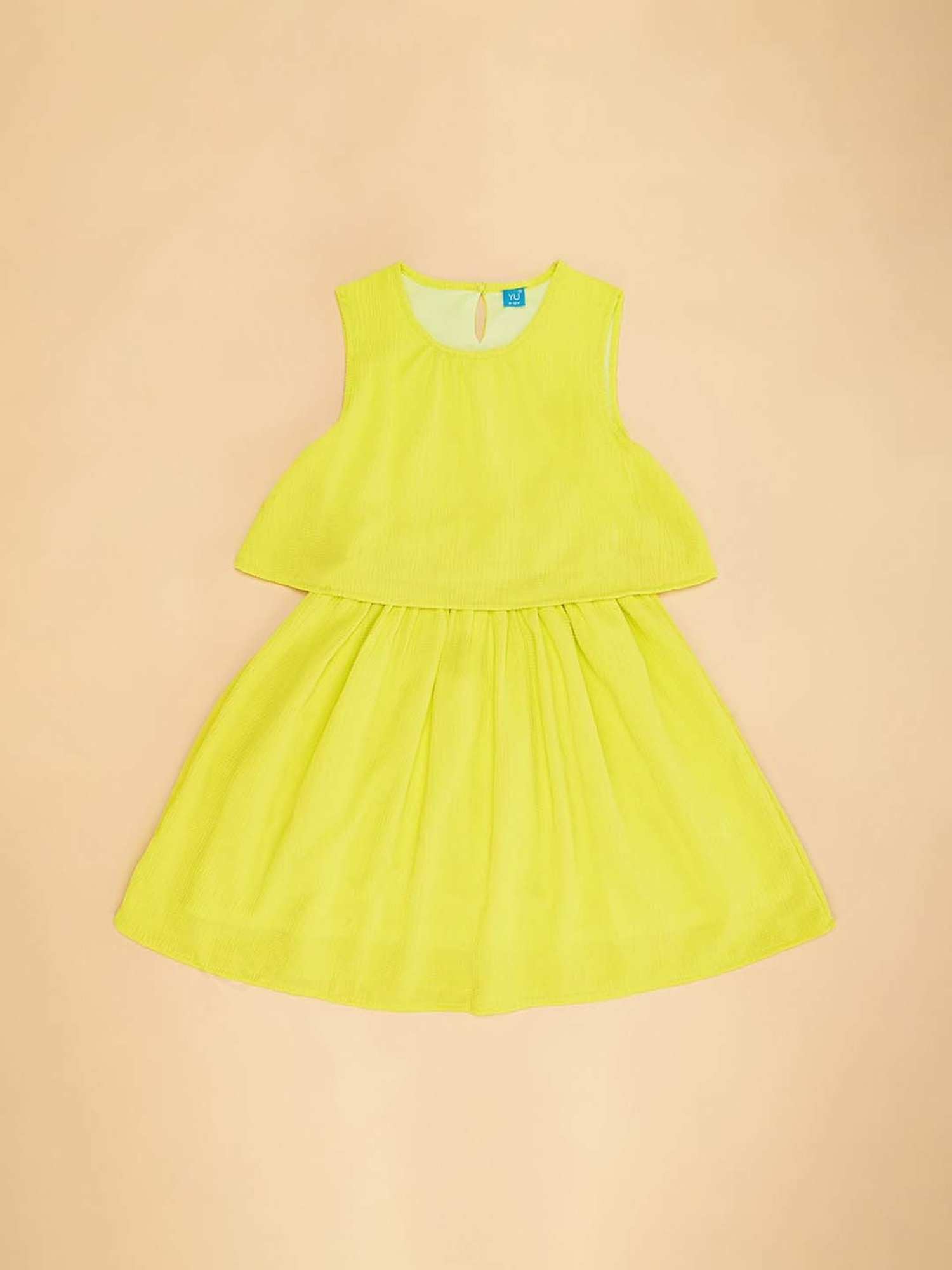 YU by Pantaloons Kids Green Self Pattern Dress