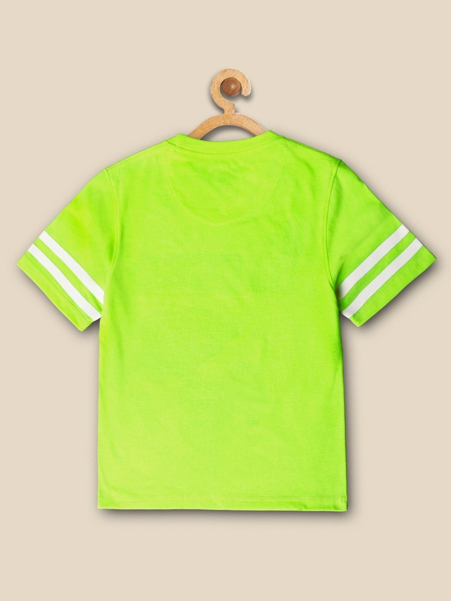 Boysville Green & White Cotton Printed T-Shirt