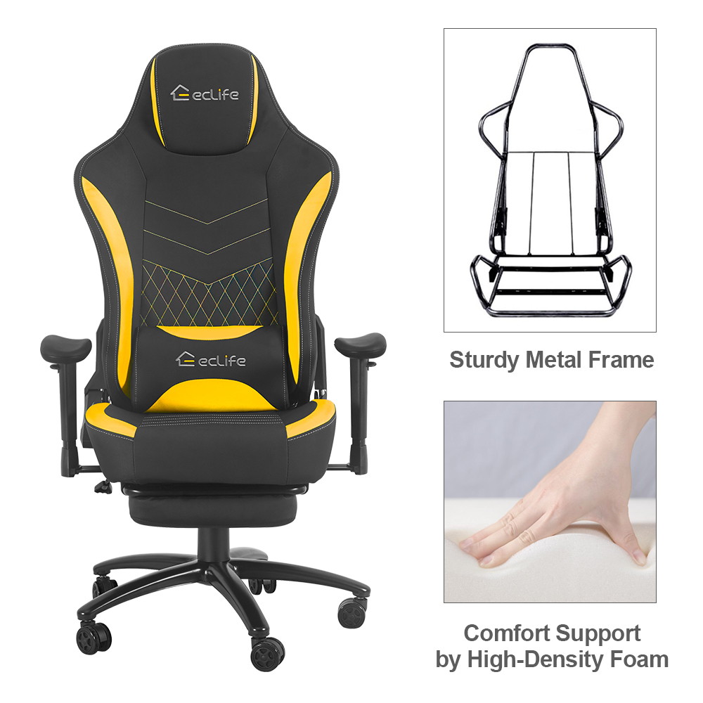 Ergonomic Racing Style Gaming Chair LUCKWIND Racing Chair
Massage Gaming Chair Office Chair Height Adjustment Recliner Swivel Rocker With Retraceable Footrest And  Massage Lumbar Pad E-Sports Chair