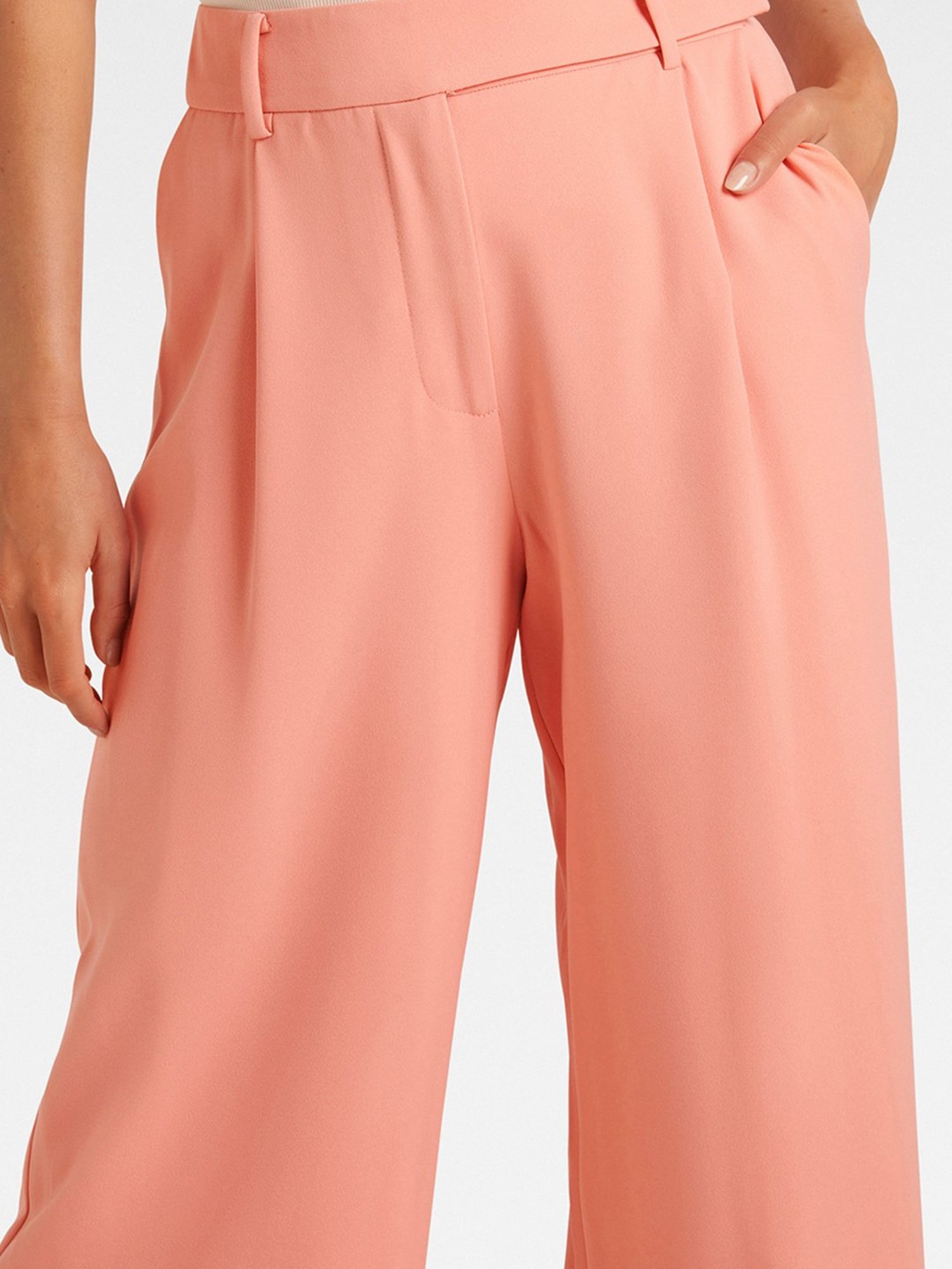 Forever New Peach Regular Fit High Rise Trousers