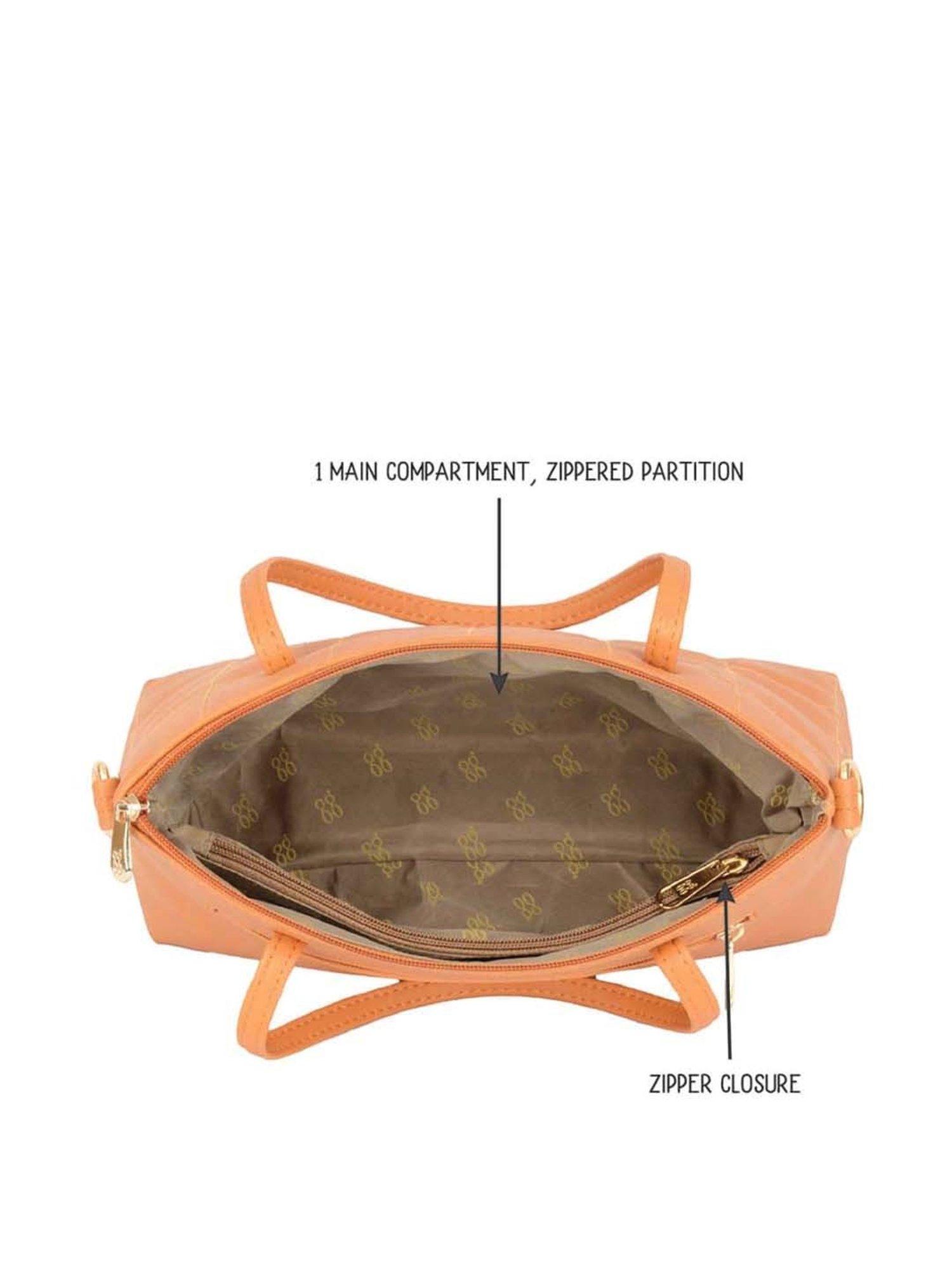 Baggit Orange Quilted Medium Tote Handbag