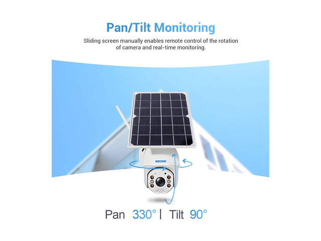 ESCAM QF480 1080P Cloud Storage PT 4G Battery PIR Alarm IP Camera With Solar Panel Full Color Night Vision IP66 Waterproof Two Way Audio Camera