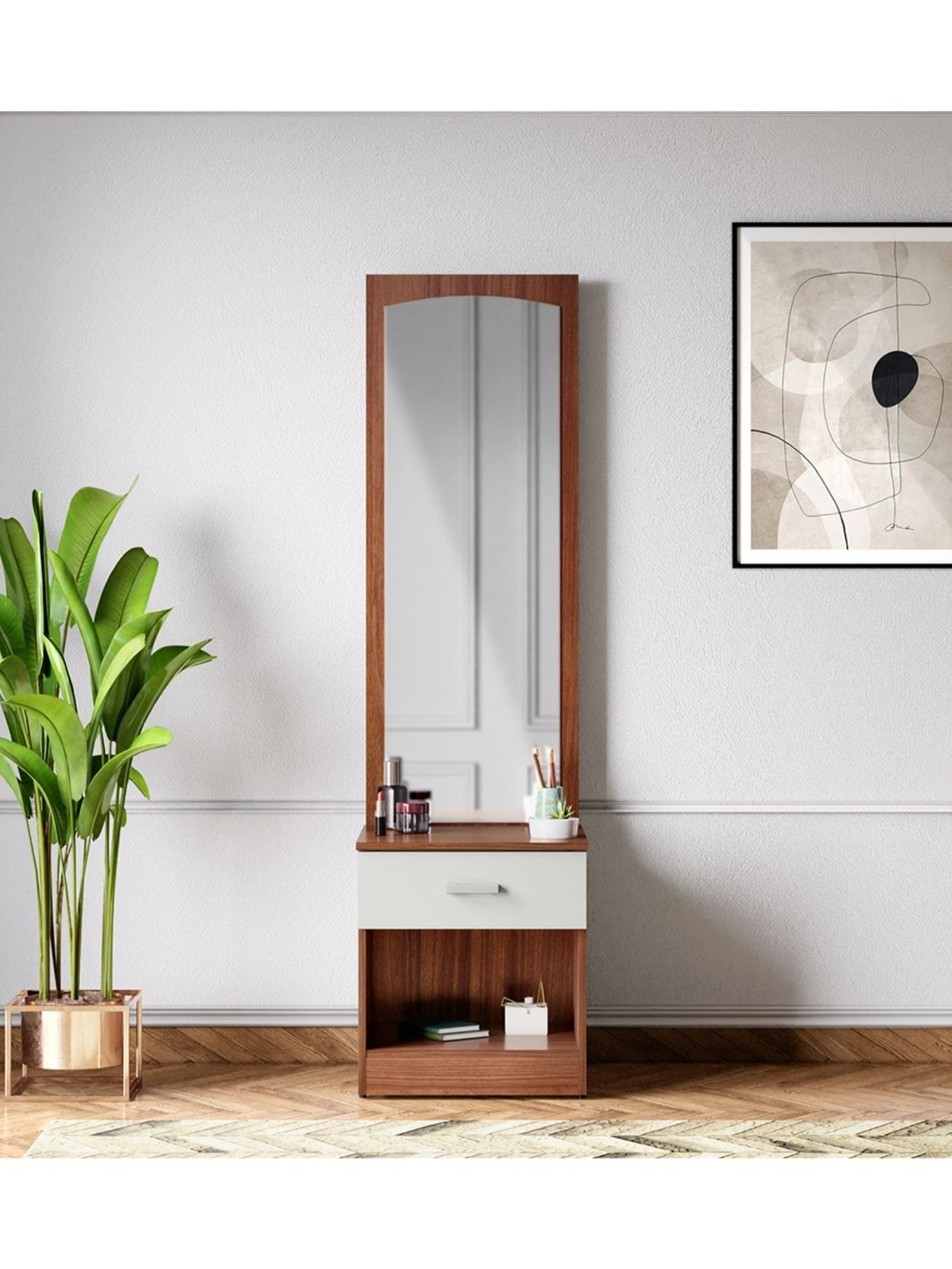 Godrej Interio Aero Valigny Oak Engineered Wood Standerd Dressing Table